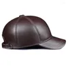 Ball Caps 2024 Winter Man Genuine Leather Baseball Male Casual Cowhide Belt Ear Warm 56-60 Adjustable Sprot Flight Hats