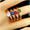 Rings 30Pcs Ring For Women Comfort-Fit 4Mm Colored Cubic Zirconia Stainless Steel Zircon Lovers Bride Party Jewelry Gift Dro Dhgarden Dhayg