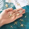 Naszyjniki wisiorek Pandahall 18pcs Rhinestone Cross z gwiazdorskimi aluminiami Wisiorki jasnobrązowe kolor żyrandolowy KomponeNENT LINK Urok do biżuterii