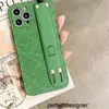 Designer IPhone 14 13pro Custodie per telefoni in pelle di design Cover con stampa classica Custodia protettiva per guscio mobile Modello verde Copertura aderente con cinturinoXHJE