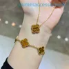 Diseñador de joyería de marca de lujo Vanl Cleefl Arpelsbracelet Hierba de cuatro hojas v Cinco flores Mujer Ojo de tigre Piedra chapada en oro rosa de 18 quilates Pulsera de moda versátil