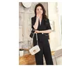 Women's Two Piece Pants Summer Women Pant Suits Black Blazer Short Sleeve Jacket Set Office Ladies Work Uniform Slim OL Style