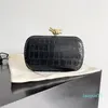 Designer Knot Clutch Bag Alligator Calfskin Leather Fashion Women Handbag Metallic Knot Clasp Closure Mirror Quality with Box