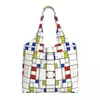 Sacs à provisions Piet Mondrian De Stijl épicerie toile Shopper épaule fourre-tout grande capacité Durable sac d'art abstrait sac à main