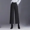 Dżinsy damskie Extra duże 4xl formalne dzianinowe spodnie z szerokimi nogawkami wysoką talię Koktajlu Postanki robocze jesienne luźne wełniane Pantsl2403