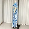 Wefad Макси-платье Летние темпераментные принты с V-образным вырезом и половиной рукавов с открытой талией Пляжные платья на шнуровке Уличная одежда 240314
