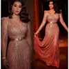 Ebi Arabic Gold Aso Mermaid Prom Sequined Lace Evening Formal Party Second Prespeption Grentle Gotense Gowns платья ZJ