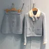 여자 자켓 디자이너 브랜드 겨울 새로운 패션 세트 천 골드 스타일 인형 목 두꺼운 트위드 스타 MIU 코트 6UD8