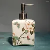 Storage Bottles Chinese Style Hand Soap Dispenser Refillable Vintage Shampoo Container Non-slip Floral Porcelain Lotion Pump