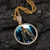 Custom Pos Necklace Fashion Gold Plated Circle Memory Iced Out Pendant Necklaces Mens Hip Hop Jewelry293t