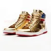 2024 Trump niestandardowe trampki Never Surnder High Tops Designer Gold Party Buty Mężczyźni na świeżym powietrzu, komfortowy sport swobodna modna koronka na zewnątrz