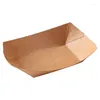 Storage Bags 100pcs Oil Resistant Waterproof Kraft Paper Ship-shape Tray Plate Degradable Dessert Tableware 100 Disposable Food Trays