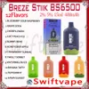 Breze Stiik BS6500 Puff Disposable E Cigarette 12 Flavors 15ml 2% 5% 400mAh Rechargeable Battery 6.5k Puffs Vapes Pen Starter Kit Authentic Wholesale