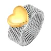 Mode Liebe Herz Mesh Ringe Charme Reticulate Shiny 14k Gelb Gold Runde OL Finger Ring Für Männer Frauen hochzeit Schmuck