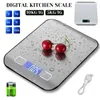 Balança doméstica Balança de cozinha digital 5kg / 10kg Painel de aço inoxidável Carregamento USB Balança de plataforma pequena precisa Tela LCD multifuncional portátil 240322