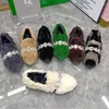 Casual Shoes 2024 Women Flats Slip-on Winter Warm Loafers Real Plush Espadrilles Lady Driving Platform Moccasins Crystal