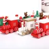 Regali in legno verde Bambini Giorno bianco Treno in legno di Natale rosso Fiocco di neve Decorazione natalizia dipinta Ornamento 496