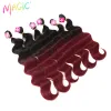 Pack Magic cheveux synthétiques paquets avec fermeture vague de corps cheveux doux 1620 pouces 7 pièces/lot 240g partie centrale dentelle fermeture fibre Cosplay