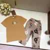 Brand kids designer clothes baby tracksuits Size 100-160 CM Summer two-piece set Bear face pattern print boys T-shirt and pants 24Mar