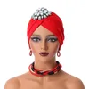 Roupas étnicas 2024 Shinny Diamonds Turban Cap para Mulheres Feminino Envoltório Cabeça Bonnet Muçulmano Lenço Chapéu Turbante Mujer
