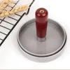 Rundform Hamburger Press Kitchen Tool Trähandtag Non-Stick Burger Maker Hamburgers Mold Aluminium Alloy Meat Beef BBQ GRILL JY0398 ZZ