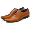Dress Shoes Large Size EUR45 Brown Tan / Black Mens Genuine Leather Oxford Business Male Wedding