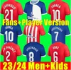 2023 2024 2025 Atletico Madrids piłkarski koszulki Griezmann 23 24 25 M.Lloreente Koke Saul Correa Lemar Football Shirt Men Kit Kit Sets Munds