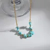 Chaînes à la mode couleur pierre épissé pendentif colliers double couches style haut de gamme en acier inoxydable tour de cou bijoux cadeau de fête pour les femmes