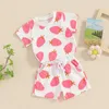 Clothing Sets FOCUSNORM 0-3Y Lovely Baby Girls Clothes 2pcs Outfit Strawberry Print Short Sleeve T-Shirt And Elastic Shorts