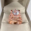 Anéis de casamento brilhantes Choucong 925 prata esterlina preenchimento grande corte redondo 5A zircão cúbico ouro rosa CZ diamante festa elegante anel feminino para presente de dia das mães