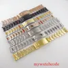Titta på band 20mm bredd 904l Oyster rostfritt stål armband svart pvd guldpläterad distribution spänne armbandsur delar254z
