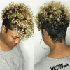 Perucas curtas afro encaracolado cabelo moda loira a marrom dois tons peruca sintética onda profunda para preto brazlian feminino traje festa peruca