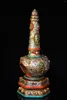 Decorative Figurines 15"Tibetan Temple Collection Old Crystal Mosaic Gem GZi Beads Shell Turquoise Shakyamuni Buddha Pagoda Stupa Worship