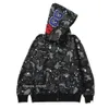 Bapesta Hoodie Men's Sportswear Hoodie Jacket Jogger Pullover Fleece Crew Neck Black Hip Hop 8453