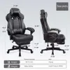 LuckRacer z Footrest Office Desk Ergonomiczne krzesło do gier Pu skóra High Back Regulowane obrotowe wsparcie lędźwiowe Style wyścigowe E-Sport Gamer Feats by GTRacing