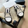 Sandali con plateau da donna di lusso Ciabatte firmate in vera pelle di agnello Beige Nero Pantofole da donna di alta qualità Tacchi 3 cm / 5 cm Scarpe da spiaggia estive con scatola