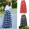 Rokken Vintage Rits Hoge Taille Stippen Gedrukt Maxi Rok Herfst Casual Elegante Dames Lang Zwart/Blauw/Rood Geplooide Rokrok Drop Dhjqy