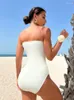 Damska odzież kąpielowa Peachtan biała panna młoda w stylu One Piece Swimsuit Kobieta 2024 Luksusowe eleganckie bodysuit bodysuit dziewczęta plażowe
