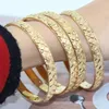 18K Dubai Color Banles for Women Gold Splated Indian African Hard Bracelets Charm Wedding Etiopski arabski biżuteria luksus 240307