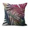 Pillow Tropical Plants Leaves Illustration S Covers Birds Flowers Palm Tree Cover Decorative Linen Cotton Case