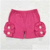 Shorts atacado ocidental boutique roupas crianças para bebês meninas roupas rosa botão-up renda entrega gota calças de maternidade otwgs