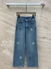 Pantalon en Denim pour femmes, Streetwear, droit, motif brodé, taille haute, délavé, manchette déchirée, tout assorti, Cool, nouvelle mode