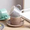 Tazze Piattini Tazza e piatto in ceramica minimalista Set stile inchiostro francese Splash Disegno Mark Home Office Tè pomeridiano Piatto da caffè