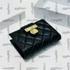 Sacs de portefeuille de portefeuille court en cuir de veau pour femmes avec porte-carte de verrouillage en métal doré Multi Poochette Designer de luxe sac à main noir pour hommes dames 12X10CM
