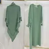 Etniska kläder jilbab muslimska kvinnor bönplagg ramadan eid blygsam islamisk 2 bit extral long khimar scarf abaya set dubai kaftan