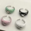 Anillos Anillos Nuevo anillo de diseñador de moda Anillos de esmalte multicolor de plata de oro de 18 quilates para la moda Para hombre Compromiso de amante de mujer Anillo de pareja ajustable de alta calidad