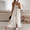 Casual Dresses Boho Dress Summer Maxi Lady Off Shoulder Holiday Lace V Neck Spaghetti Strap Sundress White Vestidos de Mujer