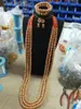 Ensemble de boucles d'oreilles et collier de luxe, grandes perles de corail authentiques, bijoux de mariée, mariage africain et nigérian pour les mariées, CNR850