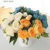 Faux Floral Verdure Rose Fleurs Artificielles Bouquet Pour La Décoration De La Maison Décoration De Mariage Fournitures Fausses Fleurs DIY Artisanat Fleurs Vase Accessoires Y240322