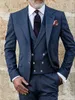 Men's Suits 2024 Italian Custom Navy Blue Formal Wedding Tuxedos Elegant Fashion Blazer Slim Fit Jacket 3 Piece Set Traje Hombre